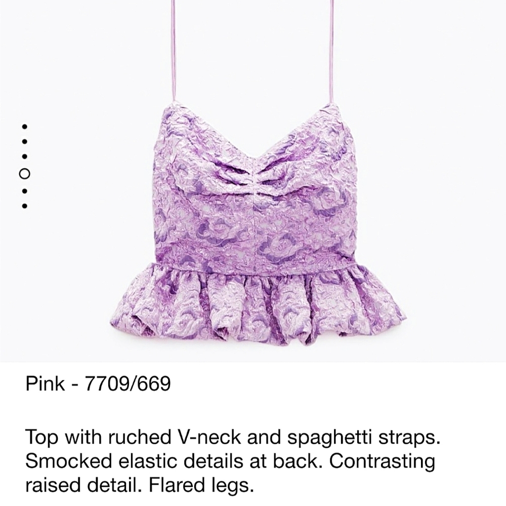 Zara limited edition strappy peplum top Jacquard LILAC PINK METALLIC COLOR - Picture 12 of 16